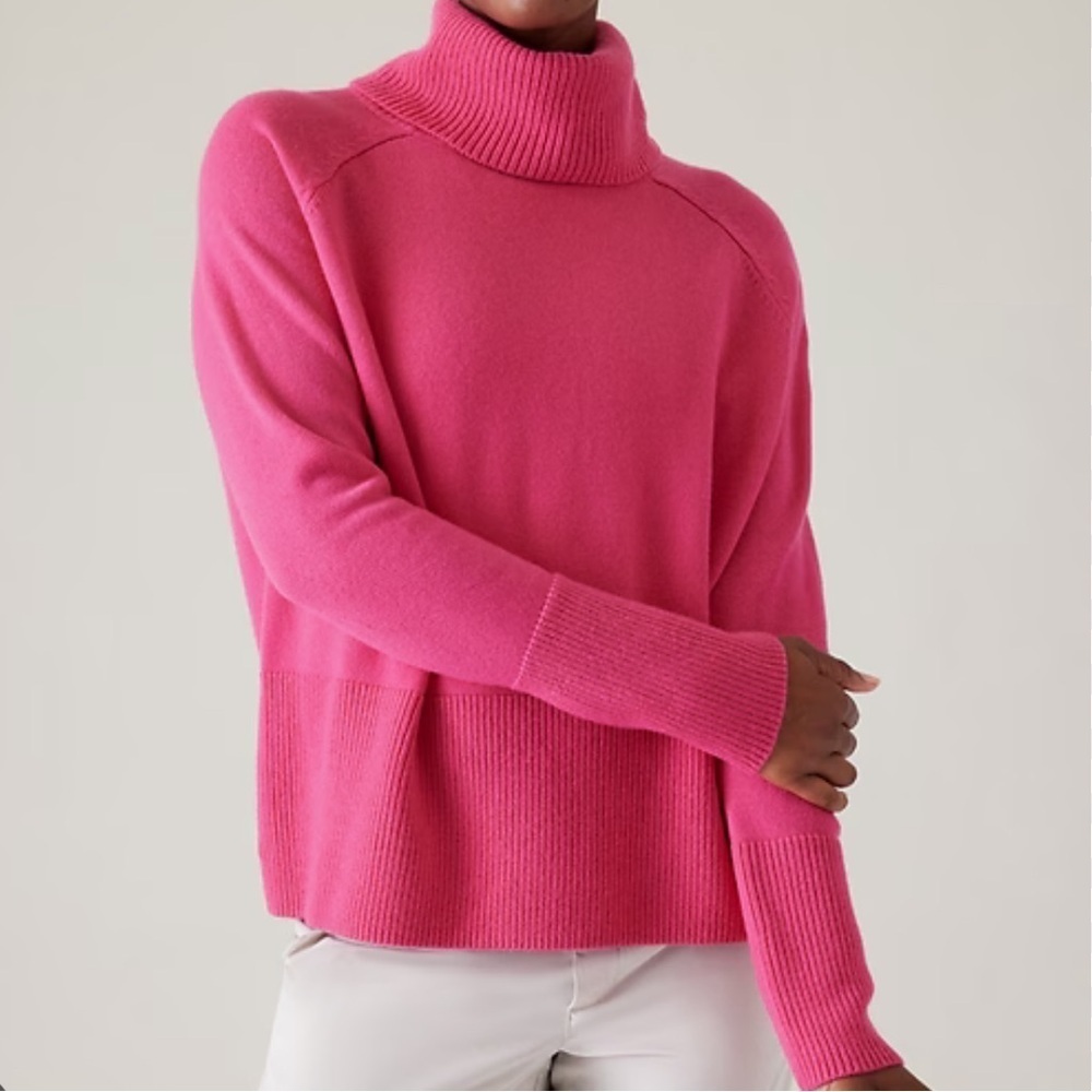 Athleta Turtleneck Wool Cashmere Pink Sweater XS